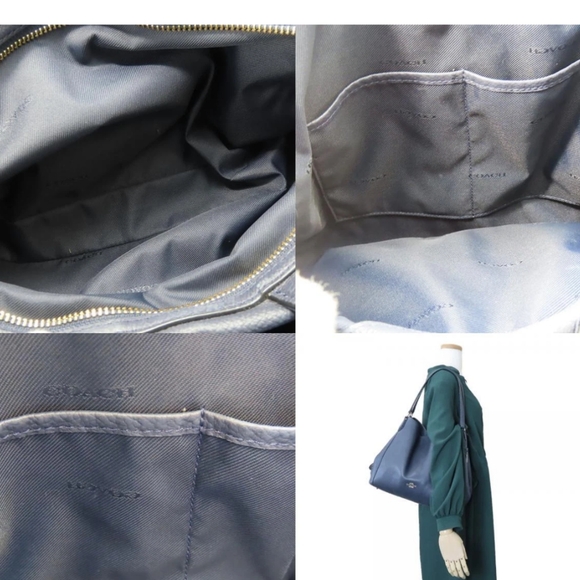 Coach Mia Shoulder Bag Pebble Leather In Navy Blue (Larger Version) Silver - Picture 3 of 5